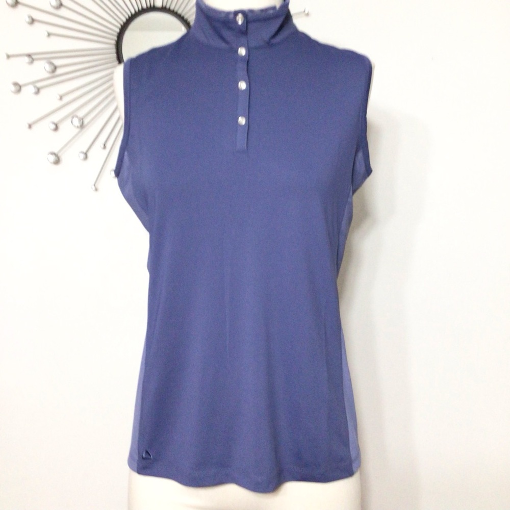 Ahead Women's Sleeveless Blue Golf Shirt - Picture 2 of 11